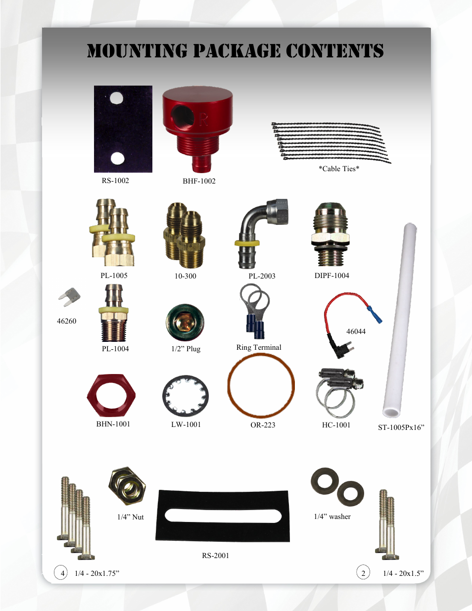 Mounting package contents | FASS FA D10 220G User Manual | Page 7 / 19