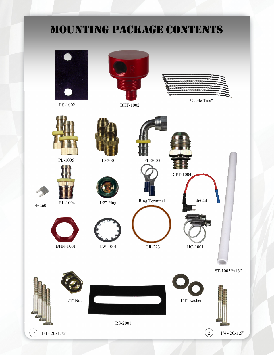 Mounting package contents | FASS FA D10 240G User Manual | Page 7 / 19