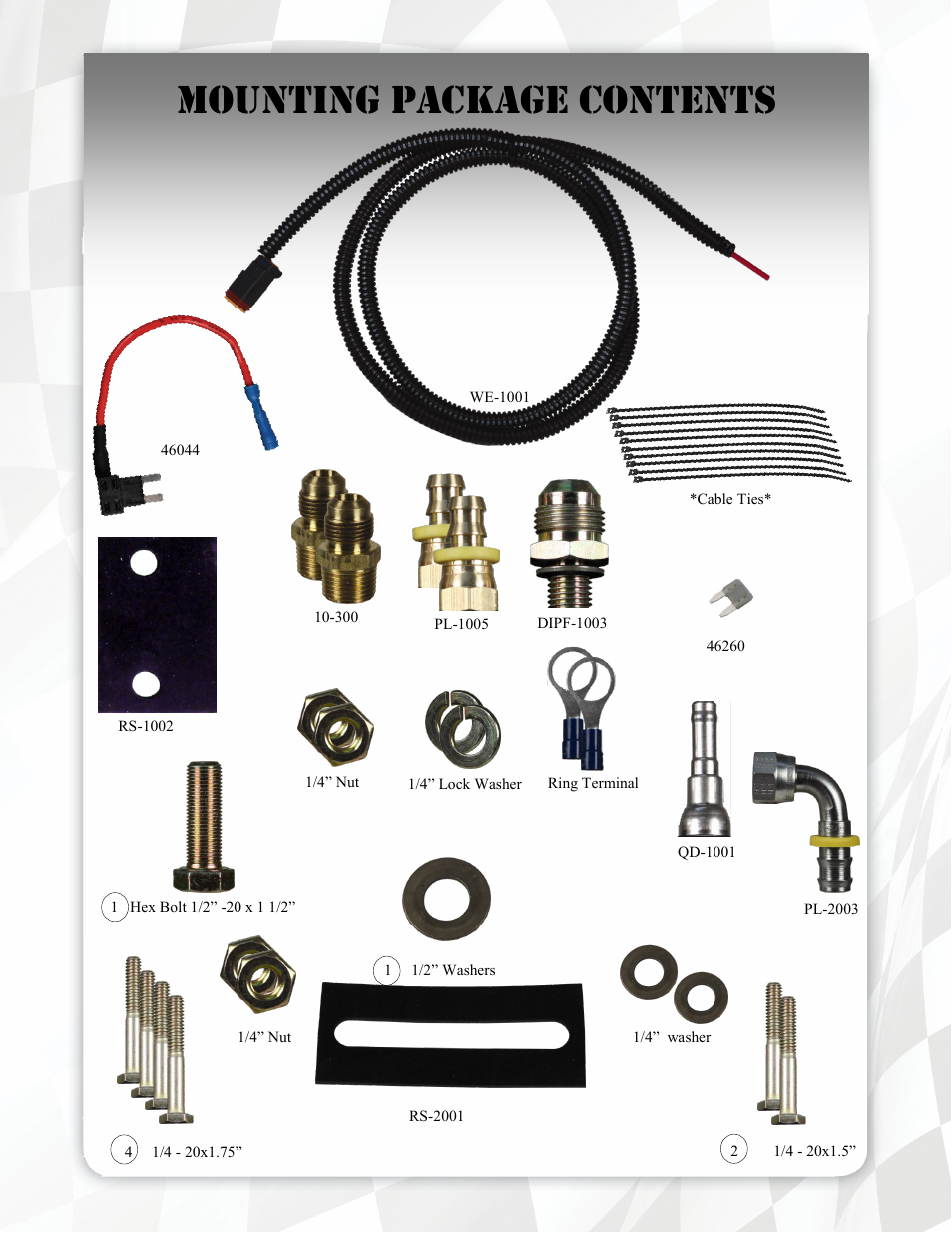 Mounting package contents | FASS FA D02 150G User Manual | Page 7 / 15