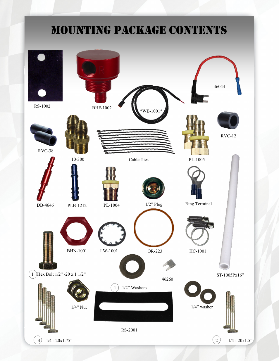 Mounting package contents | FASS FA F17 200G User Manual | Page 7 / 19