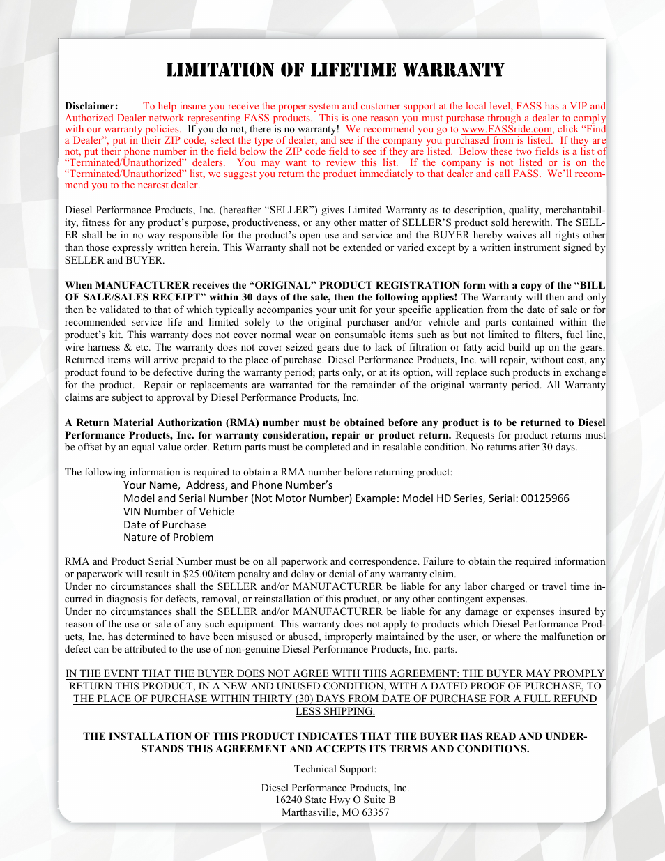 FASS FA F16 260G User Manual | Page 16 / 16