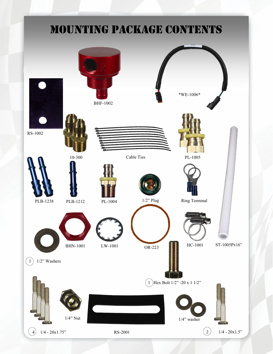 Mounting package contents | FASS FA F16 260G User Manual | Page 7 / 16