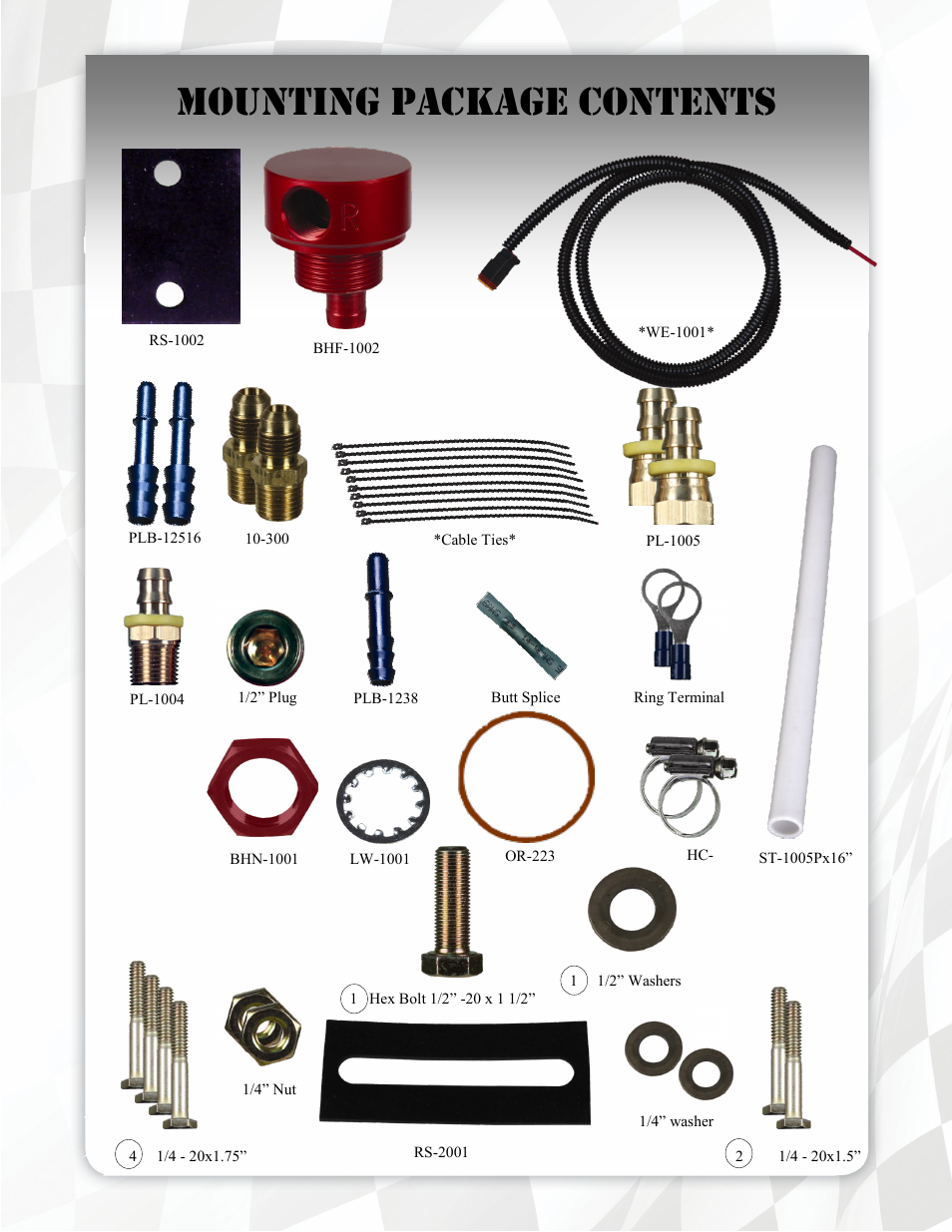 Mounting package contents | FASS FA F15 125G User Manual | Page 7 / 18