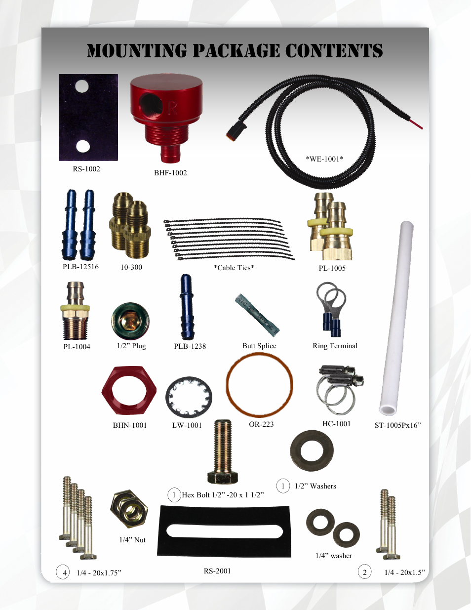 Mounting package contents | FASS FA F15 220G User Manual | Page 7 / 18