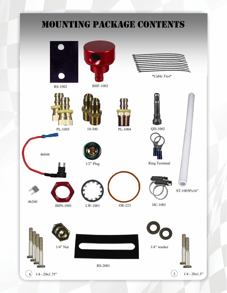 Mounting package contents | FASS FA C09 220G User Manual | Page 7 / 17