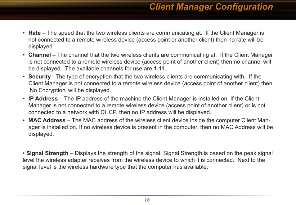 Client manager conﬁguration | Buffalo Technology WLI-CB-G54S User Manual | Page 16 / 40