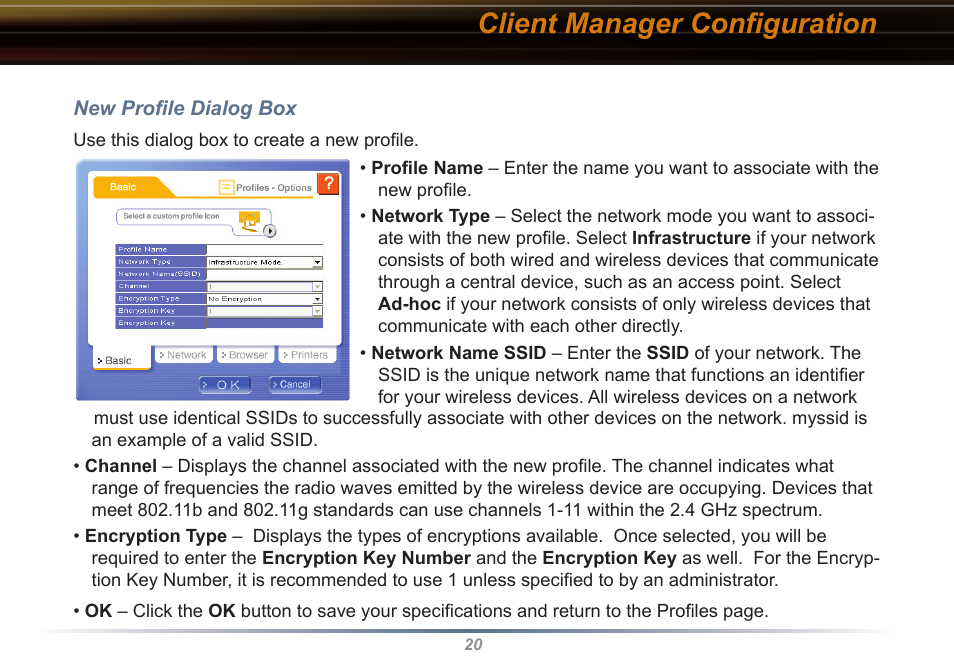 Client manager conﬁguration | Buffalo Technology WLI-CB-G54S User Manual | Page 20 / 40
