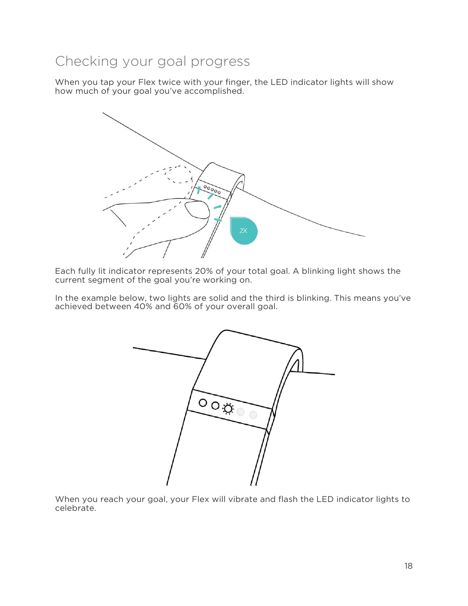 Checking your goal progress | Fitbit Flex User Manual | Page 22 / 37