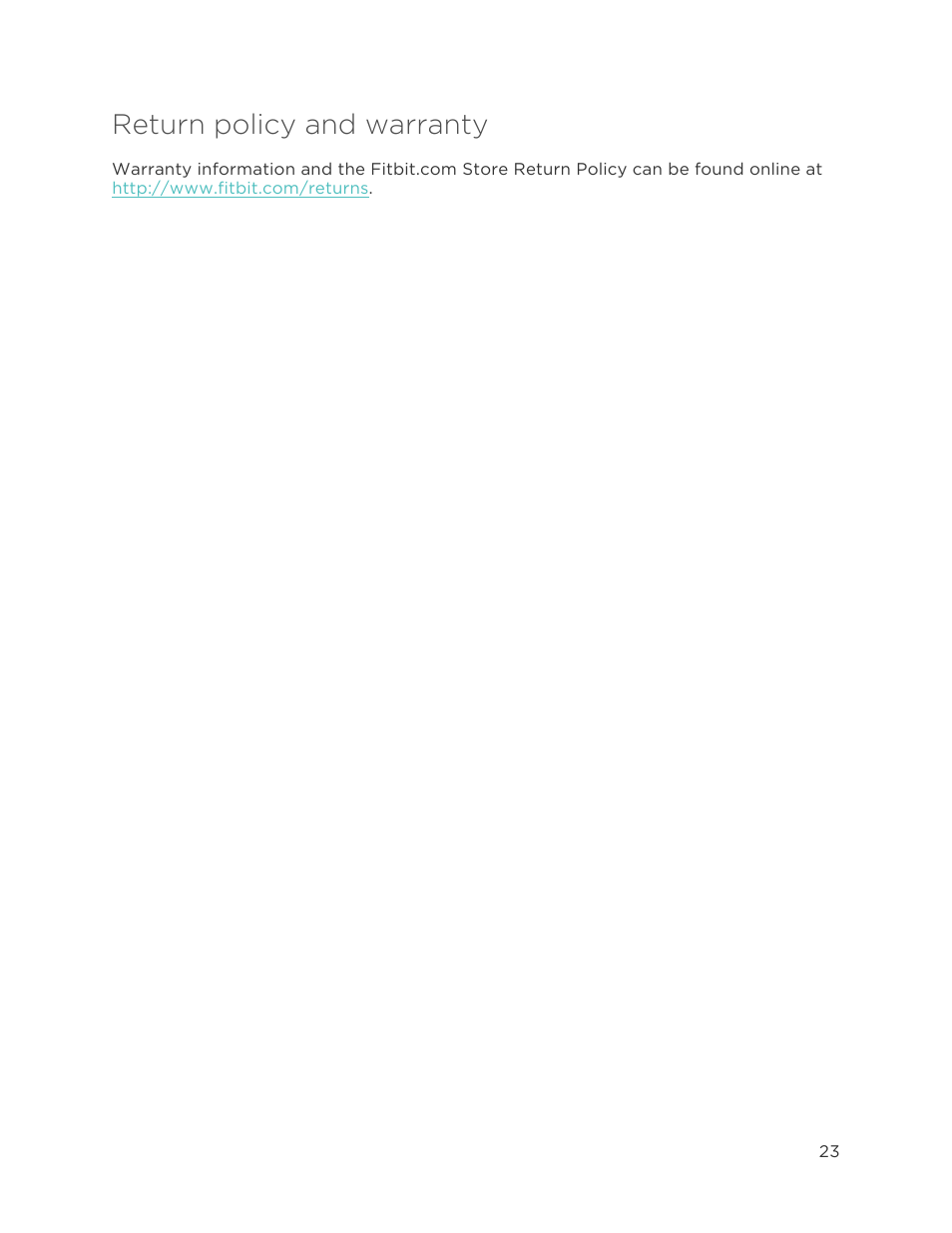 Return policy and warranty | Fitbit Force User Manual | Page 27 / 33