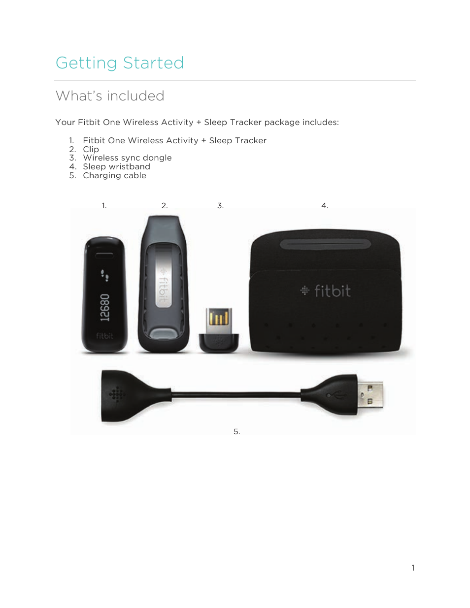 Getting started, What’s included | Fitbit One User Manual | Page 5 / 33