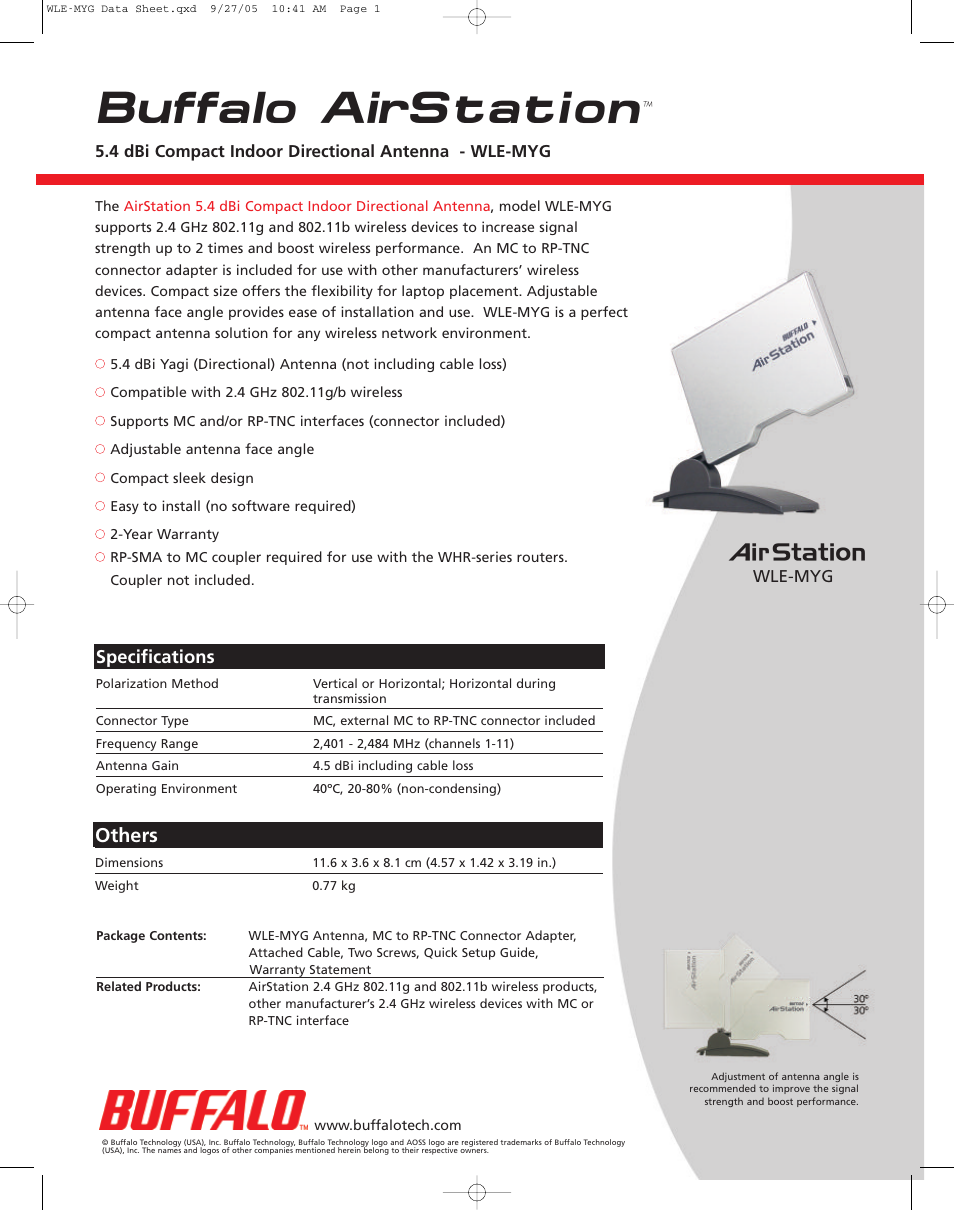 Buffalo Technology AirStation WLE-MYG User Manual | 1 page