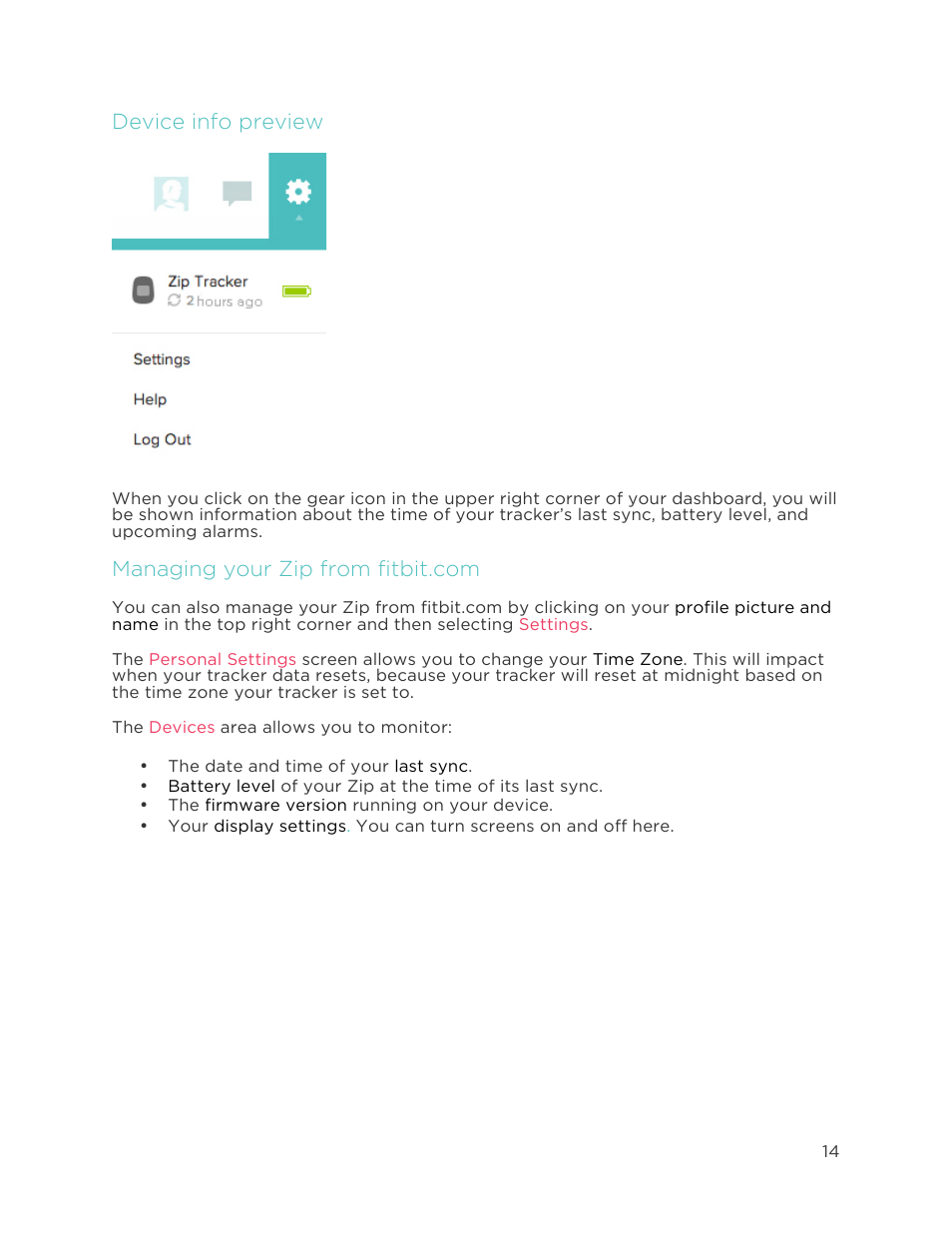 Device info preview | Fitbit Zip User Manual | Page 17 / 27
