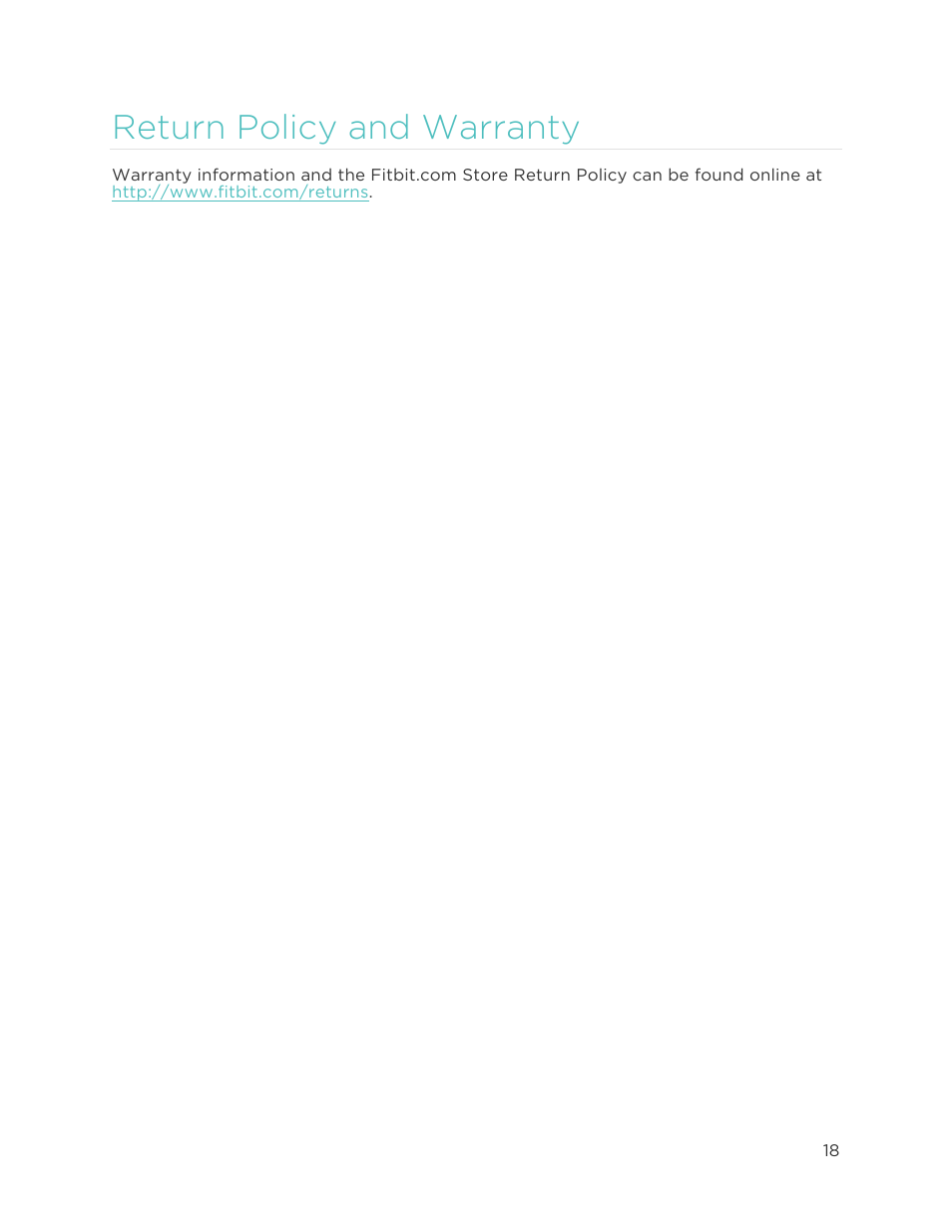 Return policy and warranty | Fitbit Zip User Manual | Page 21 / 27