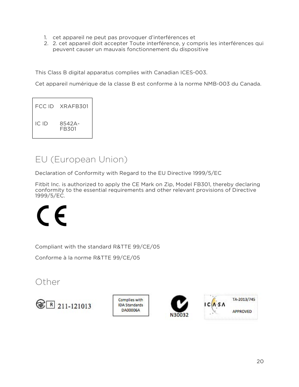 Eu (european union), Other | Fitbit Zip User Manual | Page 23 / 27