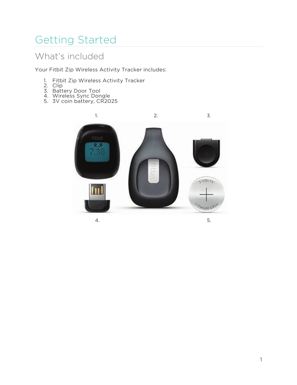 Getting started, What’s included | Fitbit Zip User Manual | Page 4 / 27