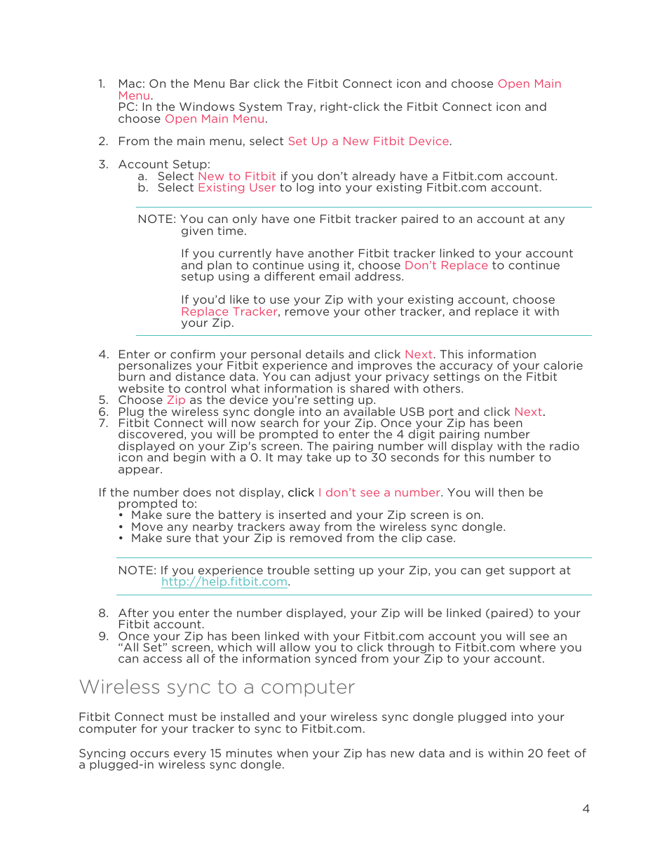 Wireless sync to a computer | Fitbit Zip User Manual | Page 7 / 27