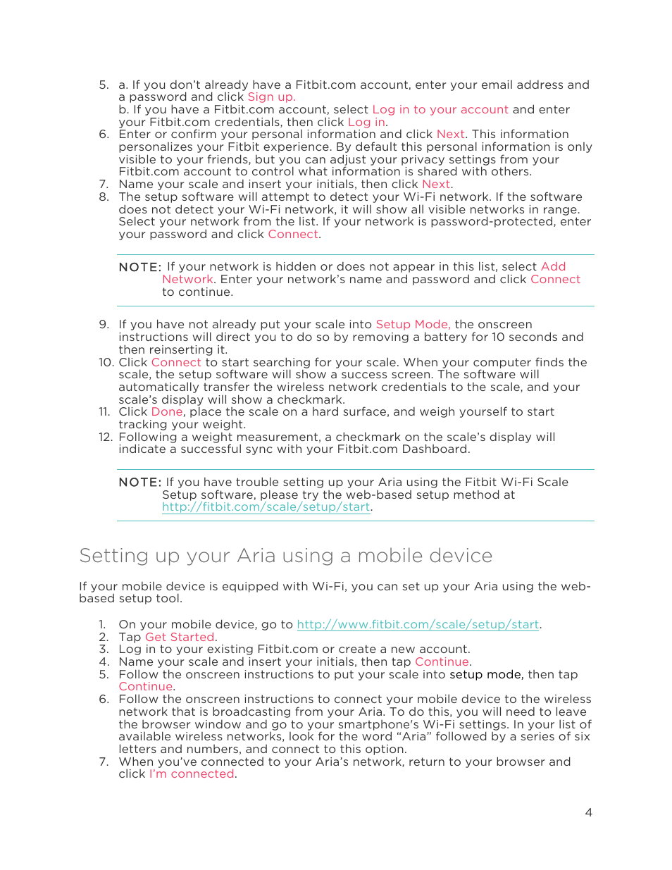 Setting up your aria using a mobile device | Fitbit Aria User Manual | Page 7 / 19