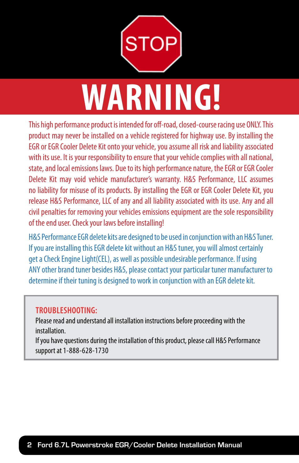 Warning | FLO~PRO 302202 User Manual | Page 2 / 24