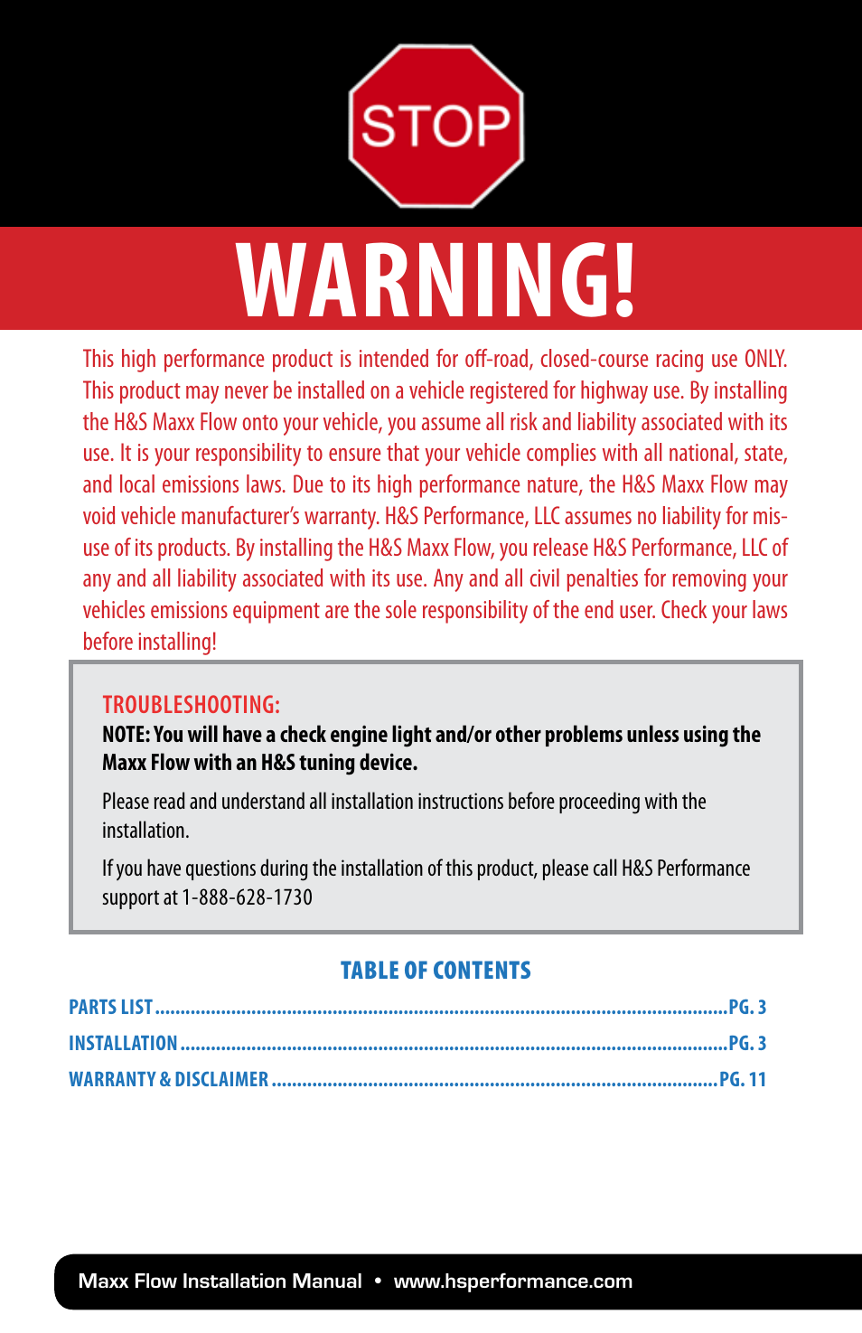 Warning, Introduction | FLO~PRO 501001 User Manual | Page 2 / 12