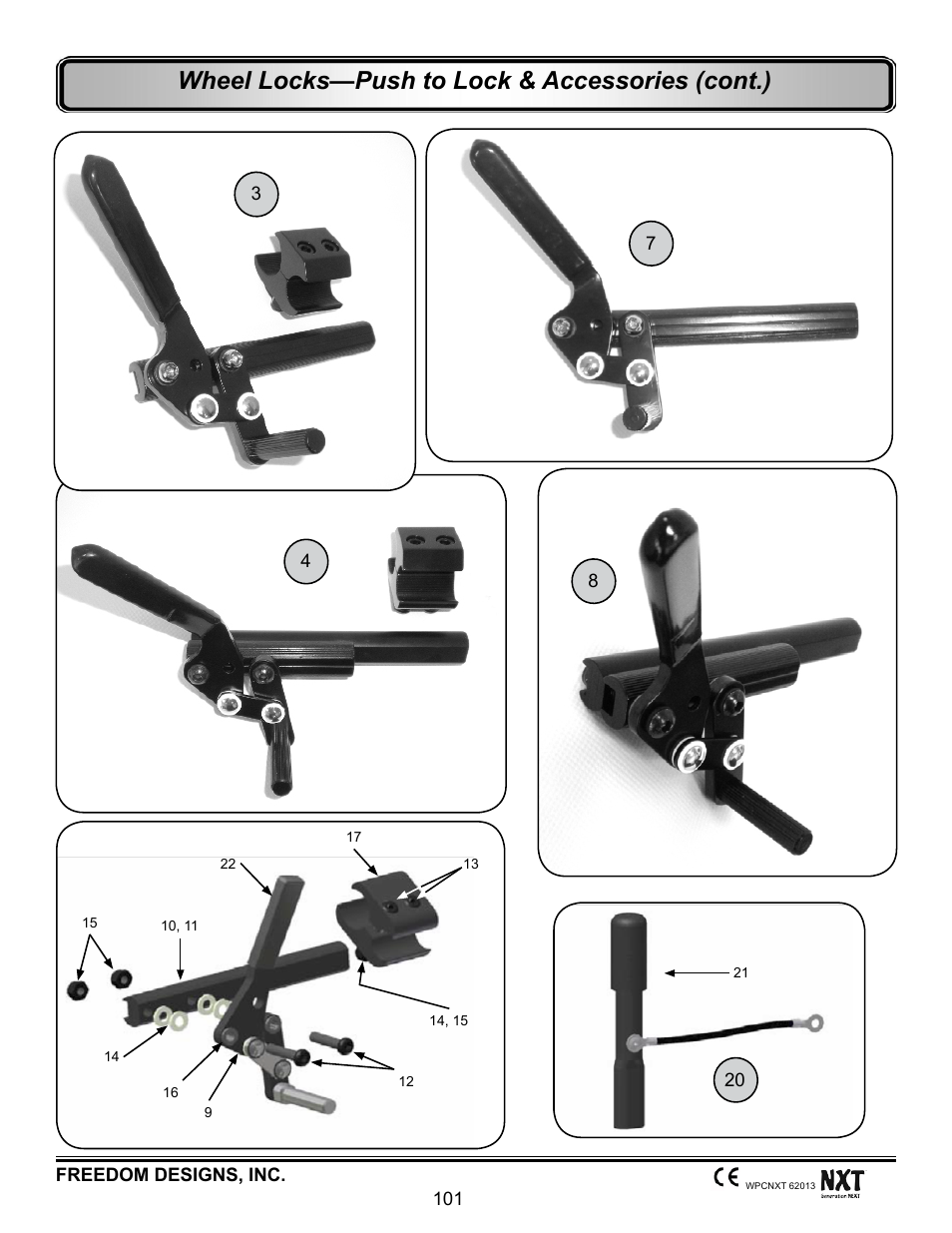 Wheel locks—push to lock & accessories (cont.) | Freedom Designs Freedom NXT User Manual | Page 110 / 182