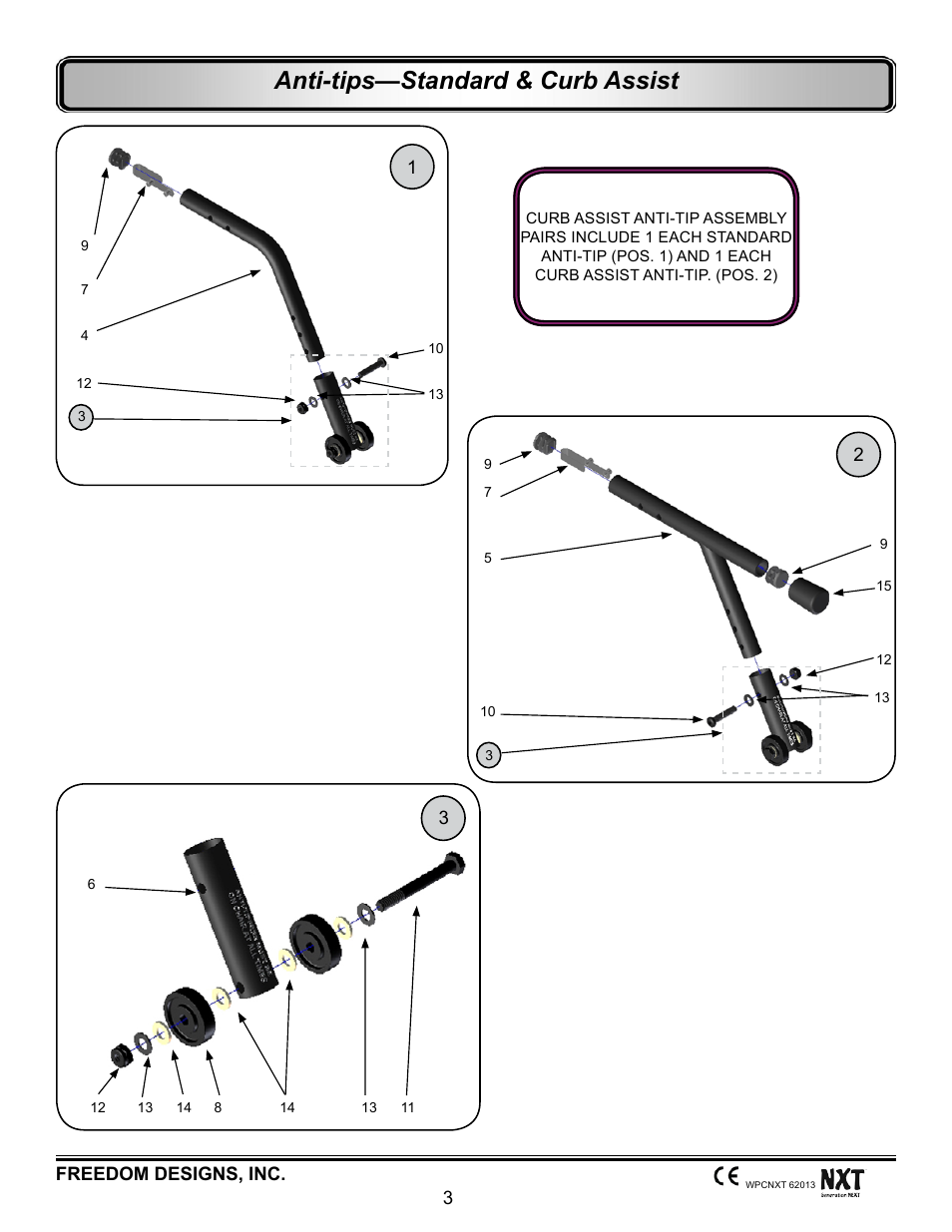 Anti-tippers, Anti-tips—standard & curb assist | Freedom Designs Freedom NXT User Manual | Page 12 / 182