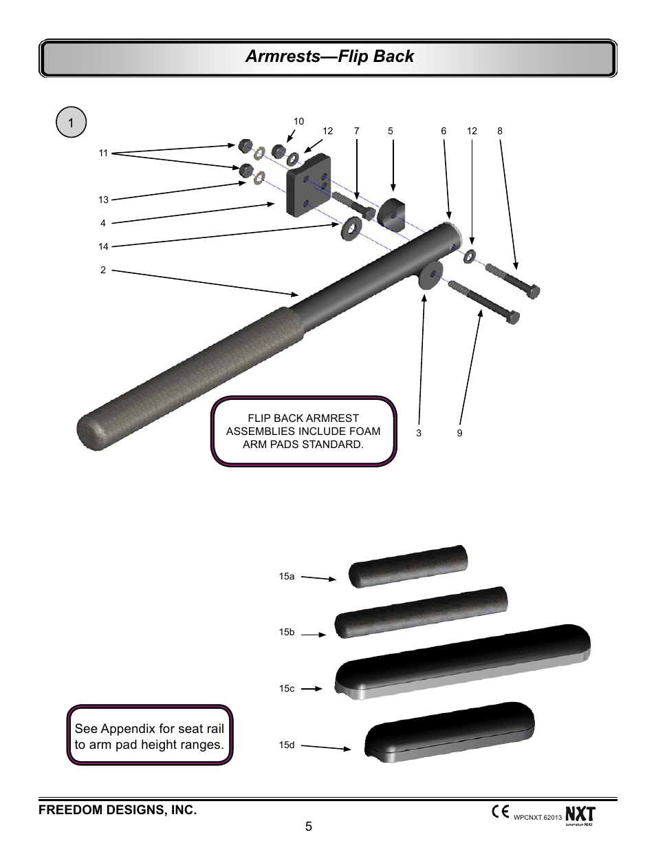 Armrests, Flip back, Armrests—flip back | Freedom Designs Freedom NXT User Manual | Page 14 / 182