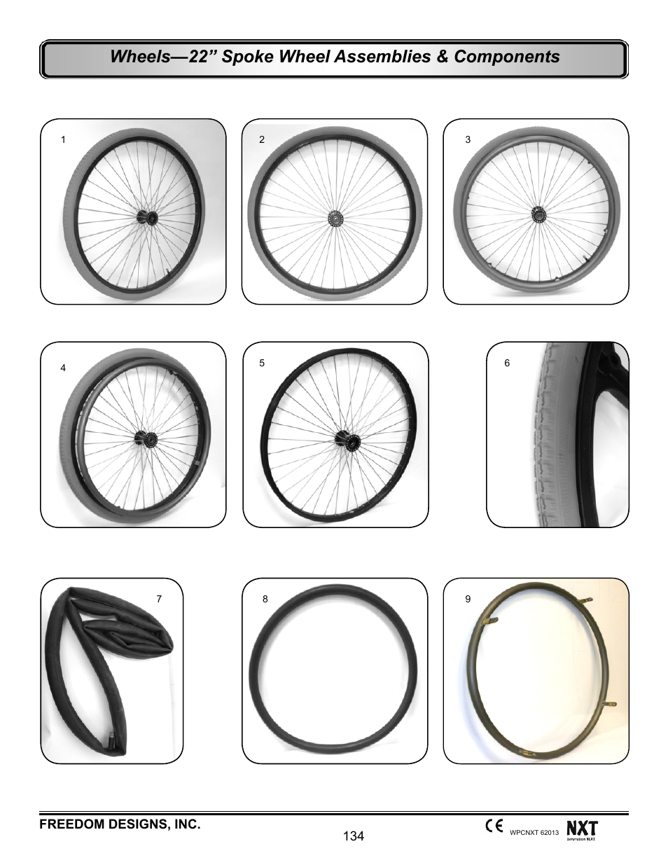 22” spoke wheel assemblies & components, Wheels—22” spoke wheel assemblies & components | Freedom Designs Freedom NXT User Manual | Page 143 / 182