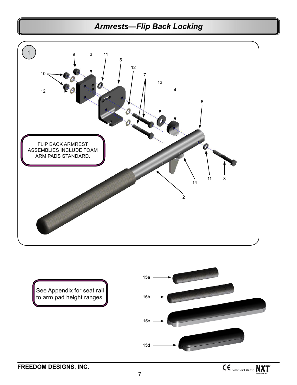 Flip back, locking, Armrests—flip back locking | Freedom Designs Freedom NXT User Manual | Page 16 / 182