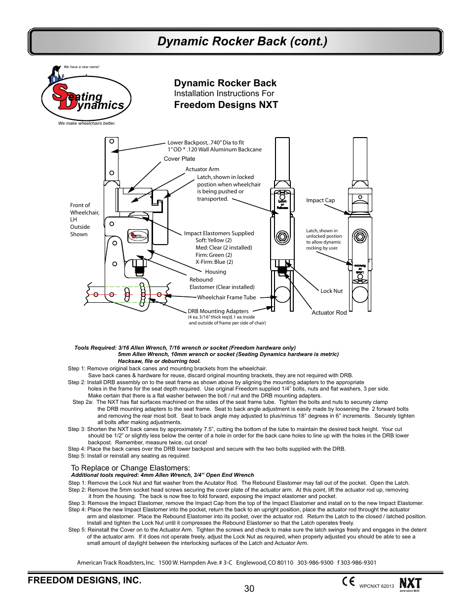 Dynamic rocker back (cont.), Ynamics, Eating | Dynamic rocker back, Freedom designs nxt, 30 freedom designs, inc | Freedom Designs Freedom NXT User Manual | Page 39 / 182