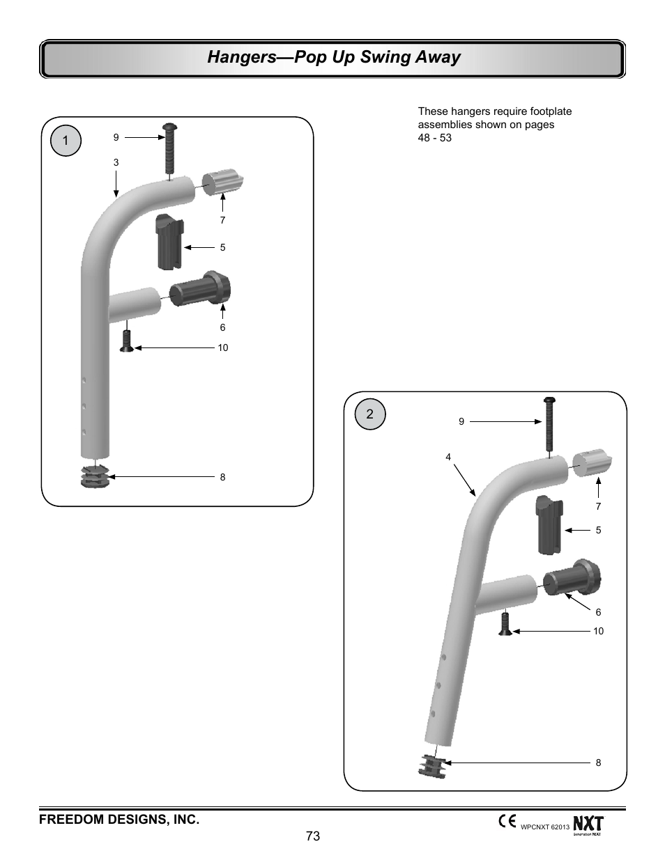 Pop-up, swing away hangers, Hangers—pop up swing away | Freedom Designs Freedom NXT User Manual | Page 82 / 182