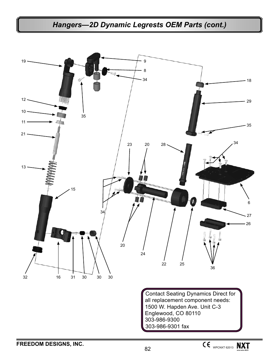 Hangers—2d dynamic legrests oem parts (cont.) | Freedom Designs Freedom NXT User Manual | Page 91 / 182