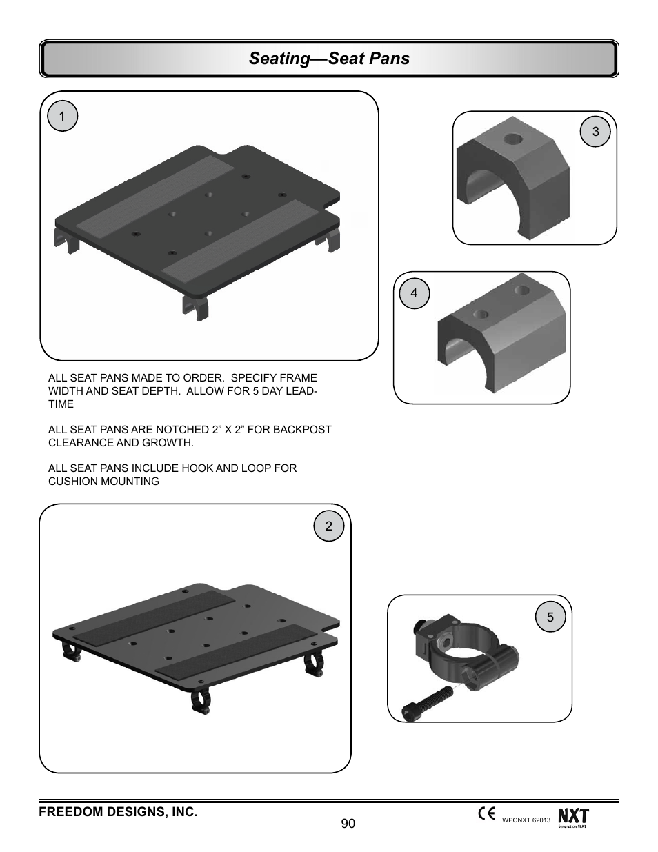Seating, Seat pans & hardware, Seating—seat pans | Freedom Designs Freedom NXT User Manual | Page 99 / 182