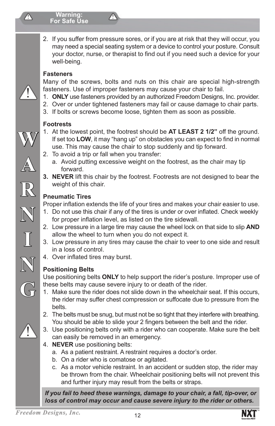 Freedom Designs Freedom NXT User Manual | Page 14 / 40