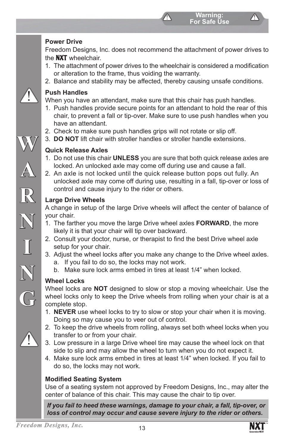 Freedom Designs Freedom NXT User Manual | Page 15 / 40