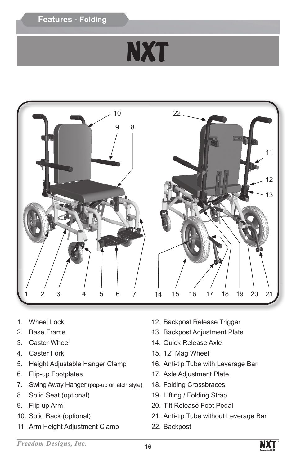 Features | Freedom Designs Freedom NXT User Manual | Page 18 / 40