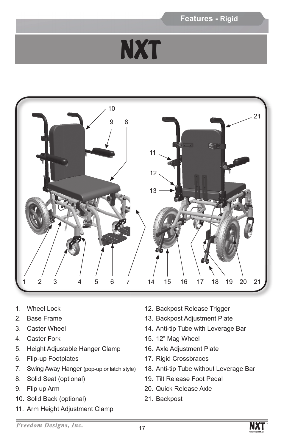 Features | Freedom Designs Freedom NXT User Manual | Page 19 / 40