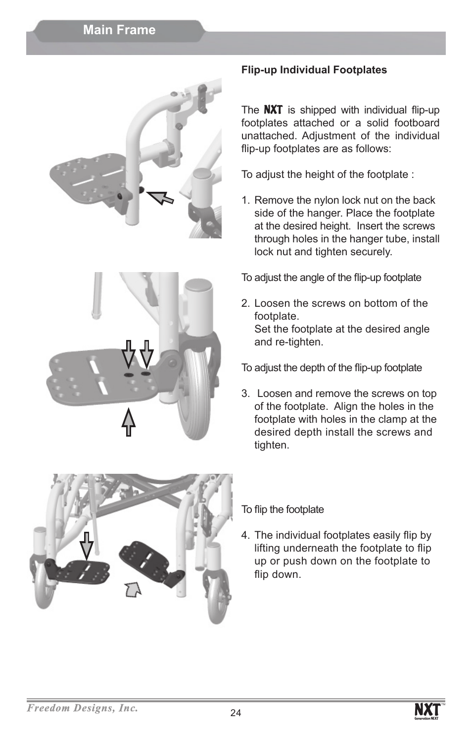 Main frame | Freedom Designs Freedom NXT User Manual | Page 26 / 40