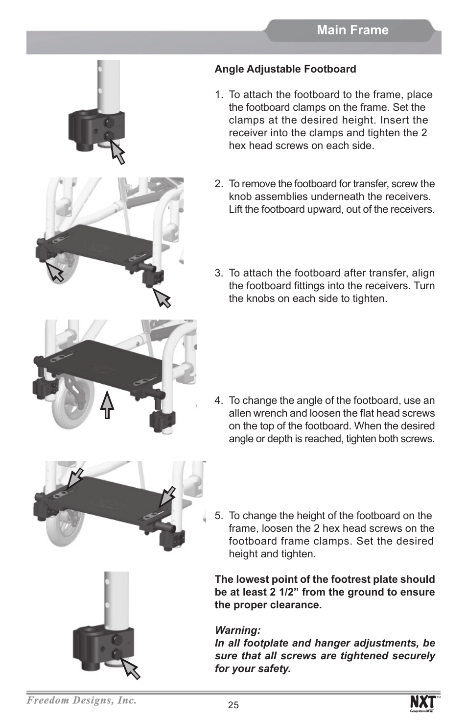 Main frame | Freedom Designs Freedom NXT User Manual | Page 27 / 40