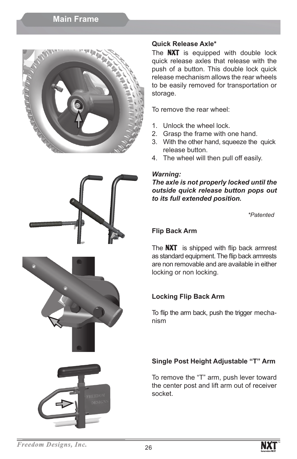 Main frame | Freedom Designs Freedom NXT User Manual | Page 28 / 40