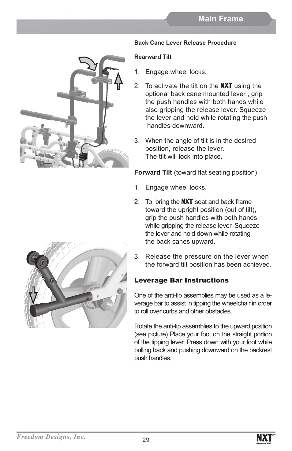 Main frame | Freedom Designs Freedom NXT User Manual | Page 31 / 40
