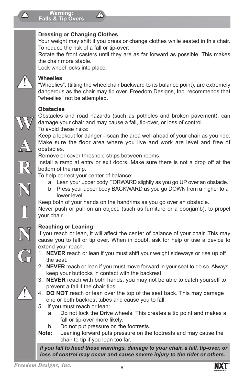 Freedom Designs Freedom NXT User Manual | Page 8 / 40