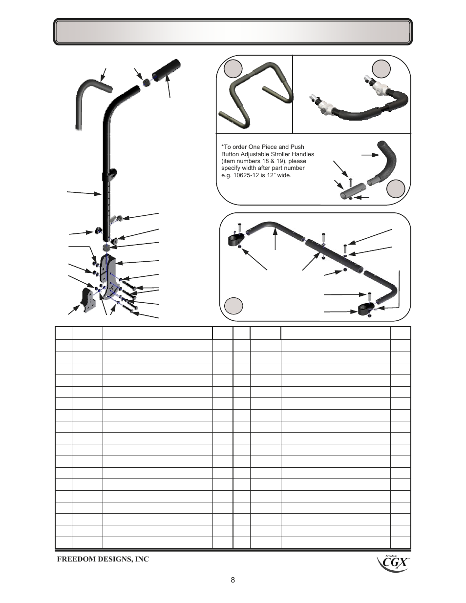 Back canes & stroller handles | Freedom Designs Freedom CGX User Manual | Page 10 / 32