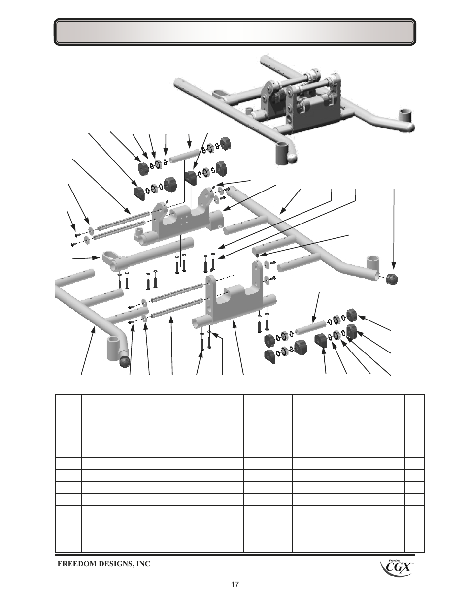 Base frame—standard & x-wide | Freedom Designs Freedom CGX User Manual | Page 19 / 32