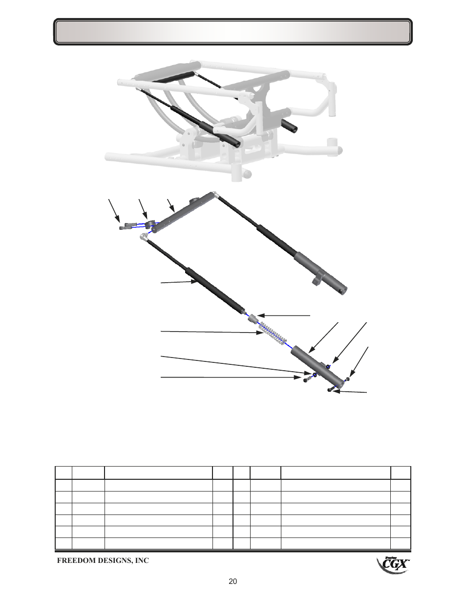 Gas spring components - x-wide | Freedom Designs Freedom CGX User Manual | Page 22 / 32