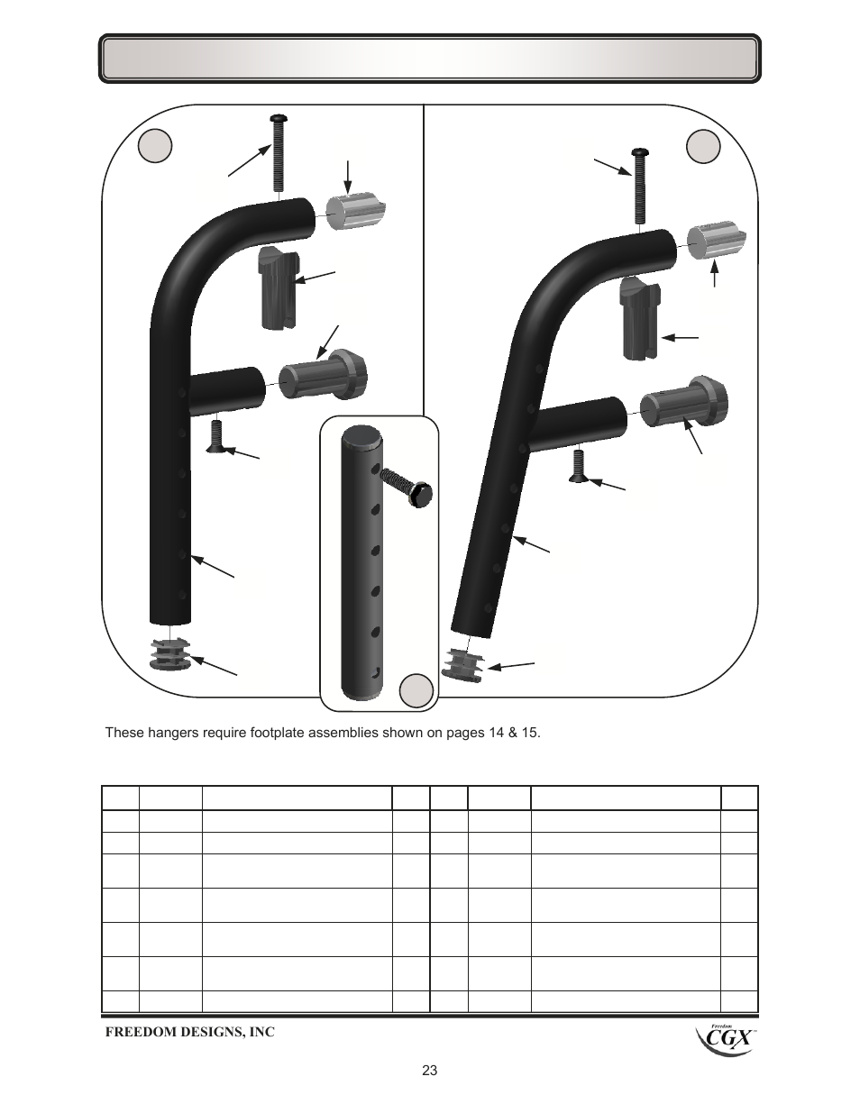 Hangers—pop up (discontinued ) | Freedom Designs Freedom CGX User Manual | Page 25 / 32