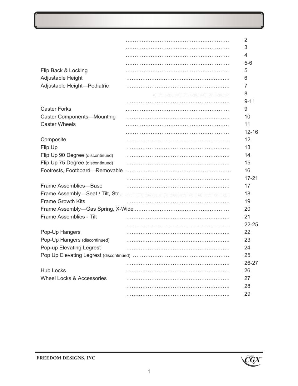 Freedom Designs Freedom CGX User Manual | Page 3 / 32