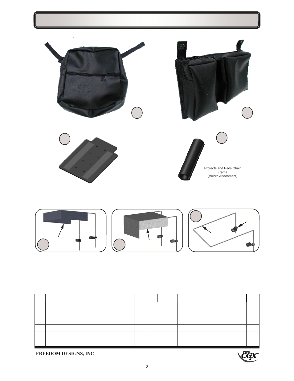 Accessories | Freedom Designs Freedom CGX User Manual | Page 4 / 32