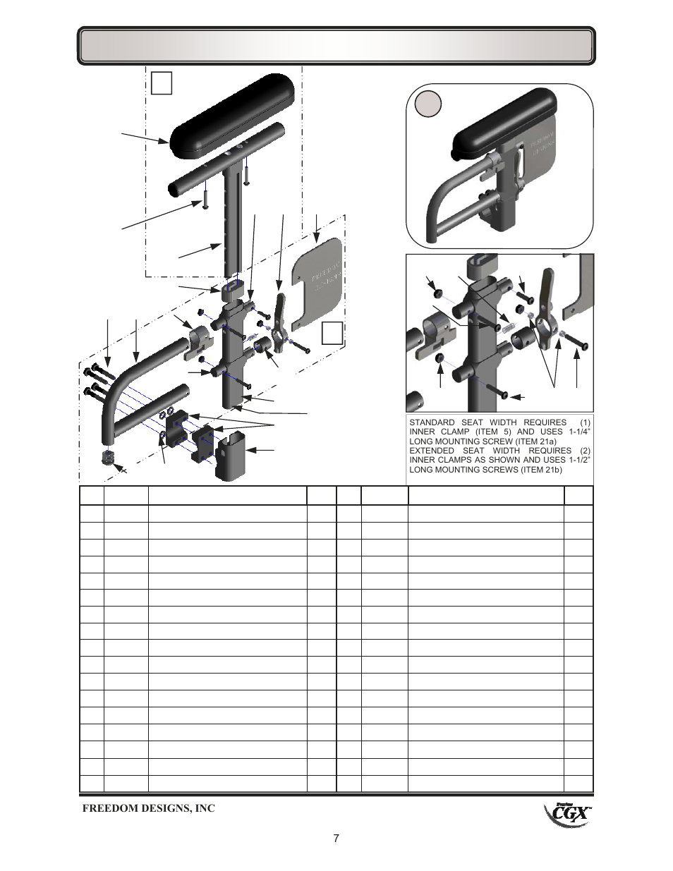 Armrest—adjustable height, pediatric | Freedom Designs Freedom CGX User Manual | Page 9 / 32