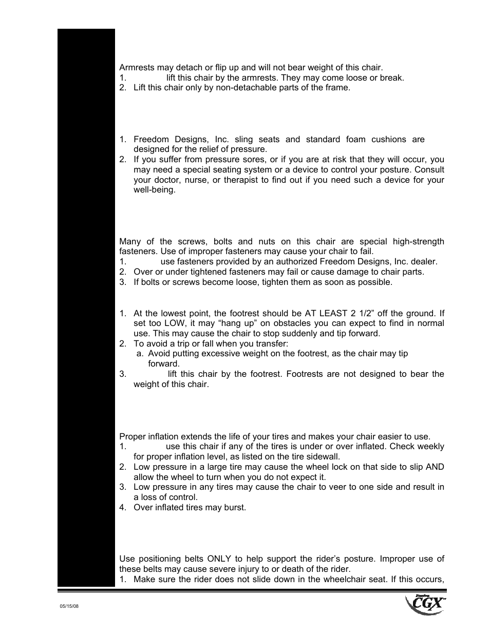 Freedom Designs Freedom CGX User Manual | Page 15 / 36