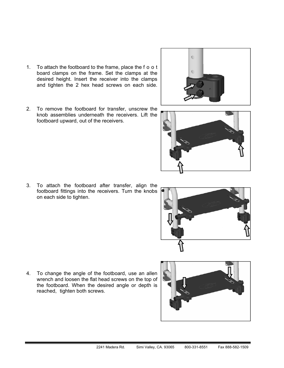 Main frame, Angle adjustable footboard | Freedom Designs Freedom CGX User Manual | Page 24 / 36